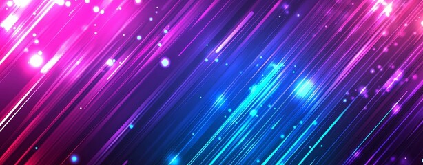 Poster - Modern glitter light fire flare trace. Abstract image of speed motion on the road. Dark blue abstract background with ultraviolet neon glow and blurry light lines.