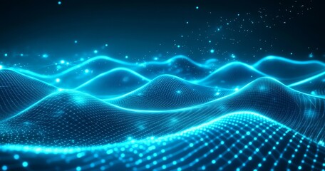 Poster - The concept of digital technology banner green blue background design concept, cyber technology circuit, abstract technology, innovation future data, internet network, stock big data, futuristic wifi