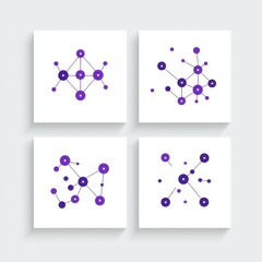 Poster - Abstract purple background with connected dots and molecules