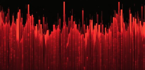 Poster - Abstract visualization of sound waves in red tones against a black background.
