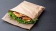 © artiiz - Eco packaging for product show corn-based bioplastic wrap for sandwich preservation, compostable, and breathable for freshness maintenance, Photorealistic