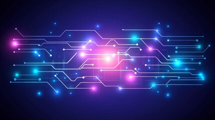 Poster - An innovative and connected technology circuit board background with glowing electronic components