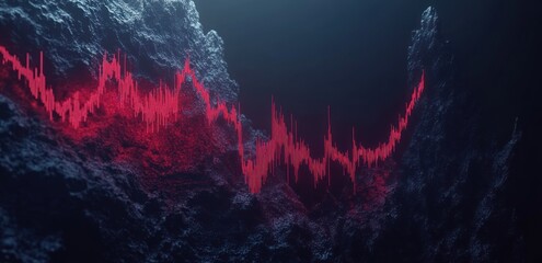 Poster - Abstract visualization of a sound wave or data signal in a dark, textured environment.