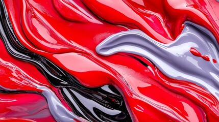 Poster - Illustration of 3D abstract liquid metal and glass in burgundy color for a wallpaper background