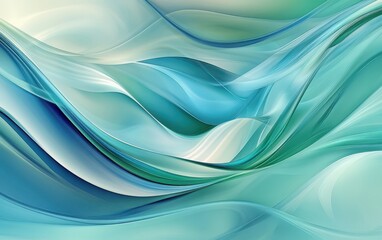 Poster - Elegant Soft Background Featuring Flowing Waves of Blue and Green Hues Ideal for Presentation Templates, Art Projects, and Digital Media Applications