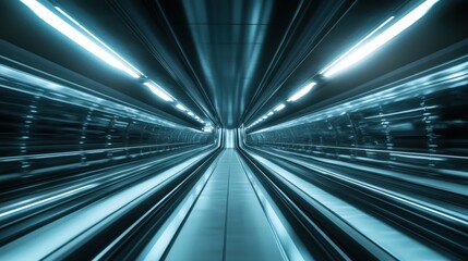 Poster - Futuristic Transport Hub with Sharp Lines and Sleek Design, Depicting a Modern and Streamlined Passageway for Advanced Travel Experiences