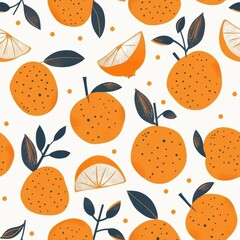 Poster - Seamless Minimal Tangelo Pattern Featuring Oranges and Citrus Elements Ideal for Fabric Design and Textile Applications