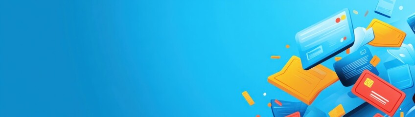 Aufkleber - Colorful digital communication elements on a blue background.