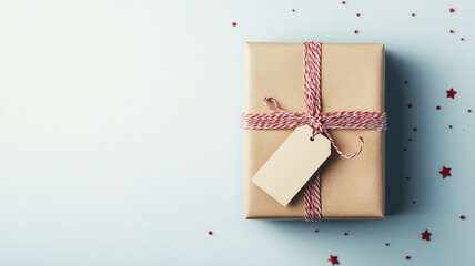 Wall Mural - gift box with tag isolated on a white background