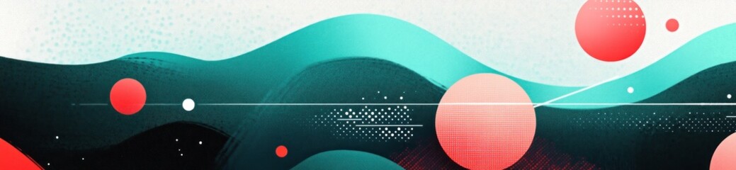 Poster - Abstract design featuring waves and circles in vibrant colors.