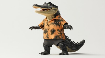 Poster - A cartoon alligator character wearing a Hawaiian shirt and shorts.
