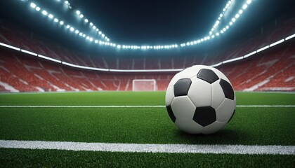 3d rendering soccer ball with soccer stadium background 564564