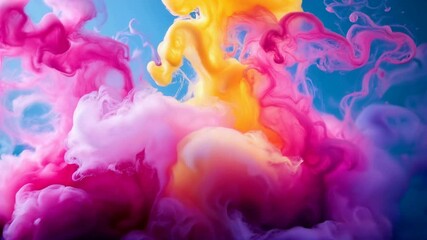 Aufkleber - A photo shows colorful ink in water. A large splash made visible on the top left side by one droplet