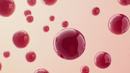 Poster - Abstract representation of red spheres resembling blood cells in a soft gradient background.