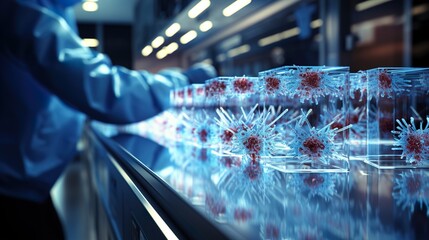 Scientist in PPE Using VR Technology for Virus Research  