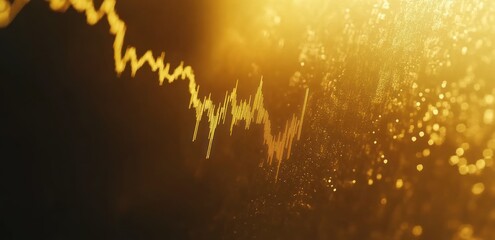 Aufkleber - Abstract visualization of sound waves with a golden hue and textured background.