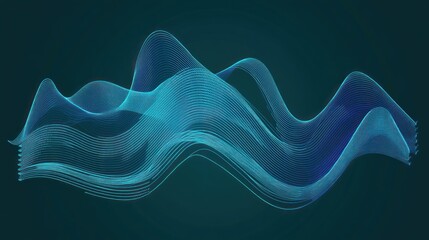 Aufkleber - Abstract waveforms in blue tones representing sound or data visualization.