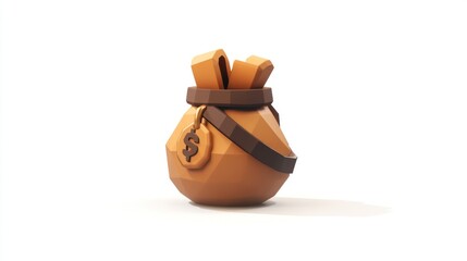 Poster - A stylized, geometric money bag with a dollar sign, symbolizing wealth and finance.