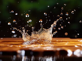 Poster - A close-up of water droplets splashing in slow motion, creating dynamic shapes and patterns.