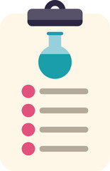 Poster - minimalist illustration featuring a clipboard displaying a list of steps for a chemical experiment, 