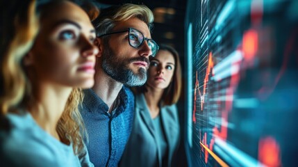 Poster - Teamwork, Data Analysis, Business Strategy, Professionals Examining Digital Display, 