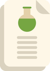 Poster - laboratory experiment protocol with flask icon on document representing scientific research and anal