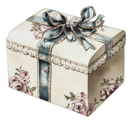 Wall Mural - PNG Beautifully designed gift box with floral patterns