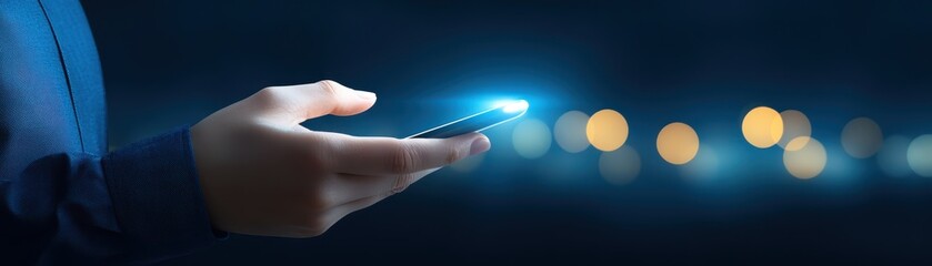 Poster - Closeup of hand holding mobile smartphone, connectivity, communication and modern technology in the digital age