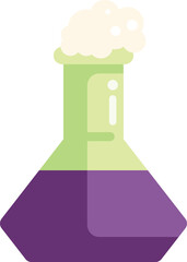 Poster - colorful illustration of a laboratory experiment with a purple chemical reaction bubbling in an erle