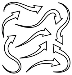 Poster - Hand drawn arrow mark icons. Curvy arrow set