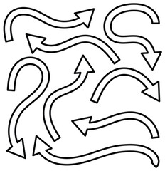 Poster - Hand drawn arrow mark icons. Curvy arrow set