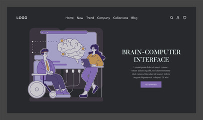 AI To Help Disabled People. Flat Vector Illustration