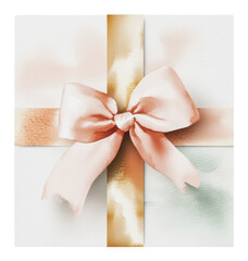 Wall Mural - PNG Beautifully wrapped gift with a ribbon and bow