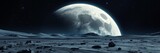 A vast lunar landscape filled with craters and rocks, showcasing the mysteries of the moon, moon, astronomy