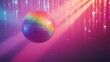© CryptoCanvas - Colorful disco ball reflecting rainbow hues amid vibrant lights and sparkles, creating a lively retro party atmosphere reminiscent of the 80s and 90s.