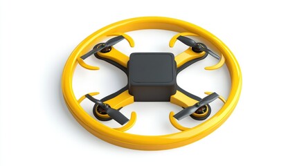 Poster - A yellow drone with four propellers, designed for aerial photography and recreational use.