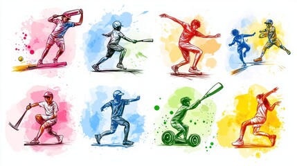 Poster - Colorful illustrations of various sports activities and athletes in action.