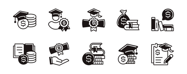 Aufkleber - scholarship graduation tuition icon set education financial fee school cost support signs vector illustration