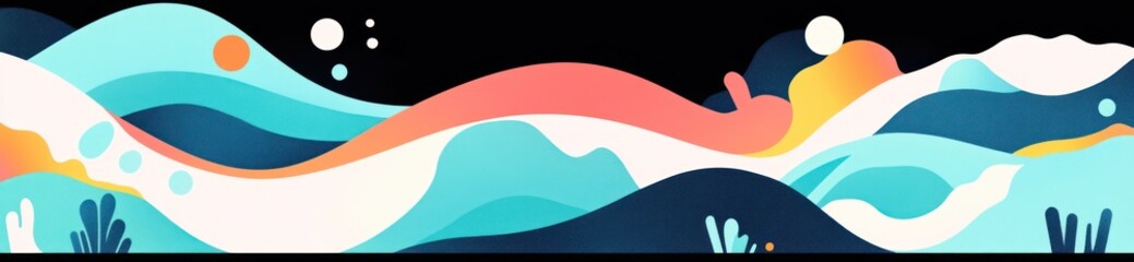 Poster - Abstract waves in vibrant colors, creating a dynamic and fluid design.