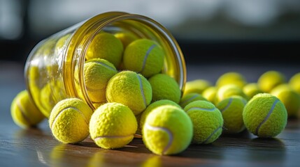 Poster - Tennis Balls Spilling From a Jar