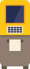 Poster - Yellow atm machine dispensing cash with a blank white receipt from a financial transaction
