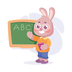 Wall Mural - cute rabbit animal character stand at chalkboard vector illustration