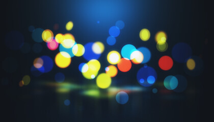 Poster - Abstract glowing blurry bokeh background. Night lights and Christmas celebration concept.