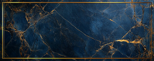 Poster - Blue marble texture with gold veins offers a luxurious background image