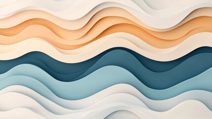 Poster - A harmonious blend of wavy paper layers in soft pastel colors, creating an abstract design that evokes tranquility and movement.