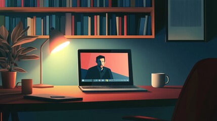 Poster - Nighttime Study Session: A Peaceful Atmosphere of Learning