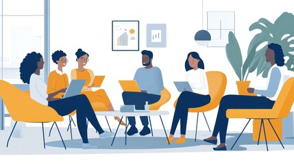 Poster - Diverse Team Brainstorming in Modern Office Space