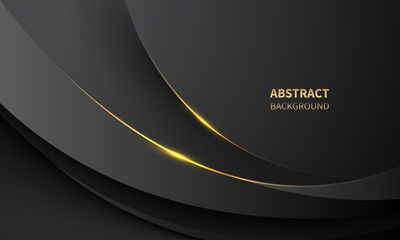 Poster - Abstract black gold light luxury wave curve with blank space for text place design modern creative background vector