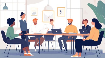 Poster - Teamwork Makes the Dream Work: Diverse Team Brainstorming in Modern Office