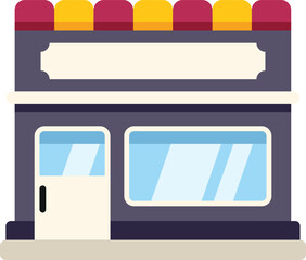 Poster - Illustration featuring a small business storefront building with a blank sign, perfect for branding and marketing mockups